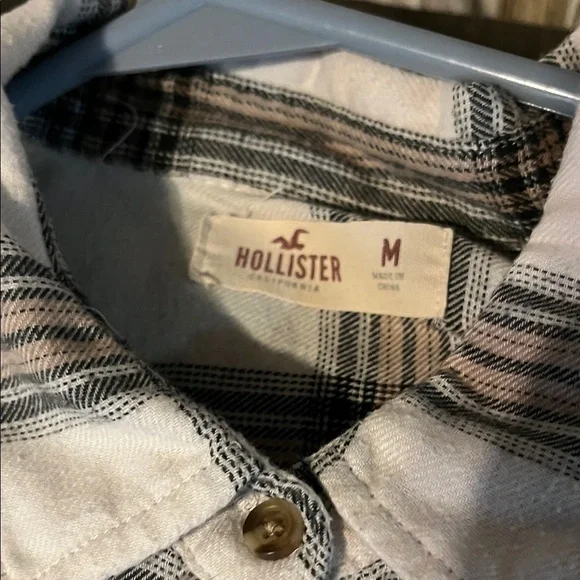 Plaid Button-Up Shirt with Lace Hem - Picture 4 of 5